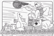 coloriage wallace et gromit jouent au train
